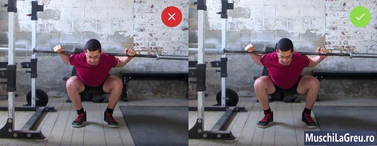 Genuflexiuni cu bara (Squat) narrow stance